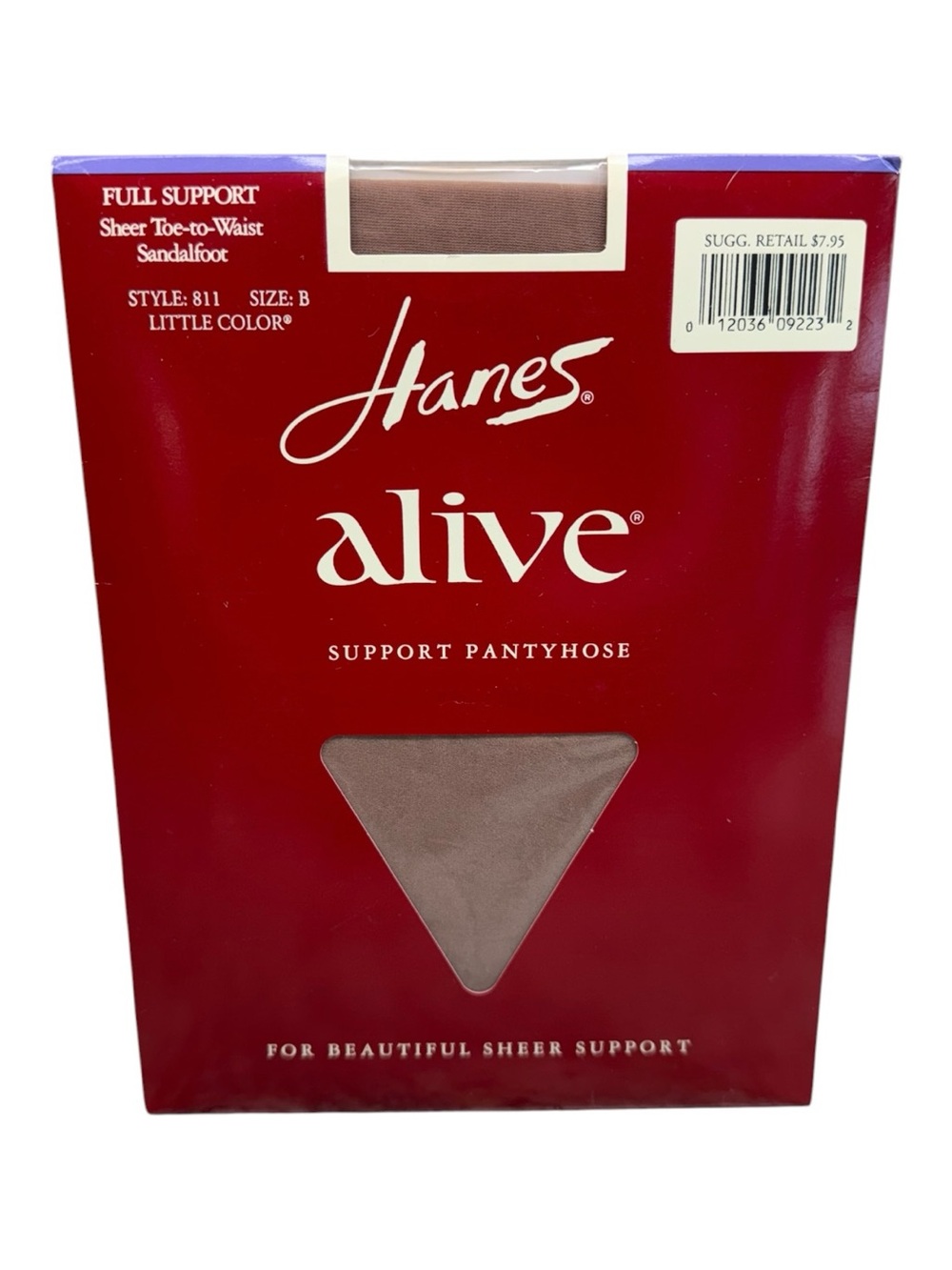 1995 Hanes Alive Full Support Pantyhose 811 Size B Little Color Sheer To Waist